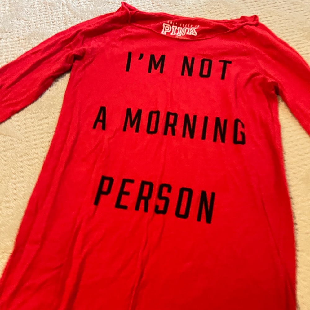 Vintage VS pink I’m not a morning person tunic XS - Picture 2 of 5